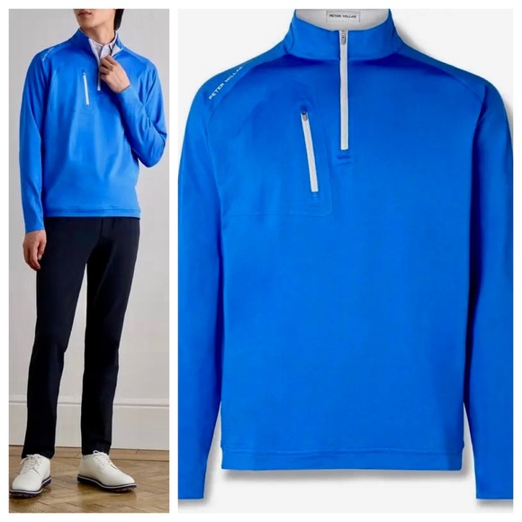 NWT PETER MILLAR Verge Performance Quarter-zip Blue Men's Size L Golf Sport - Picture 1 of 10